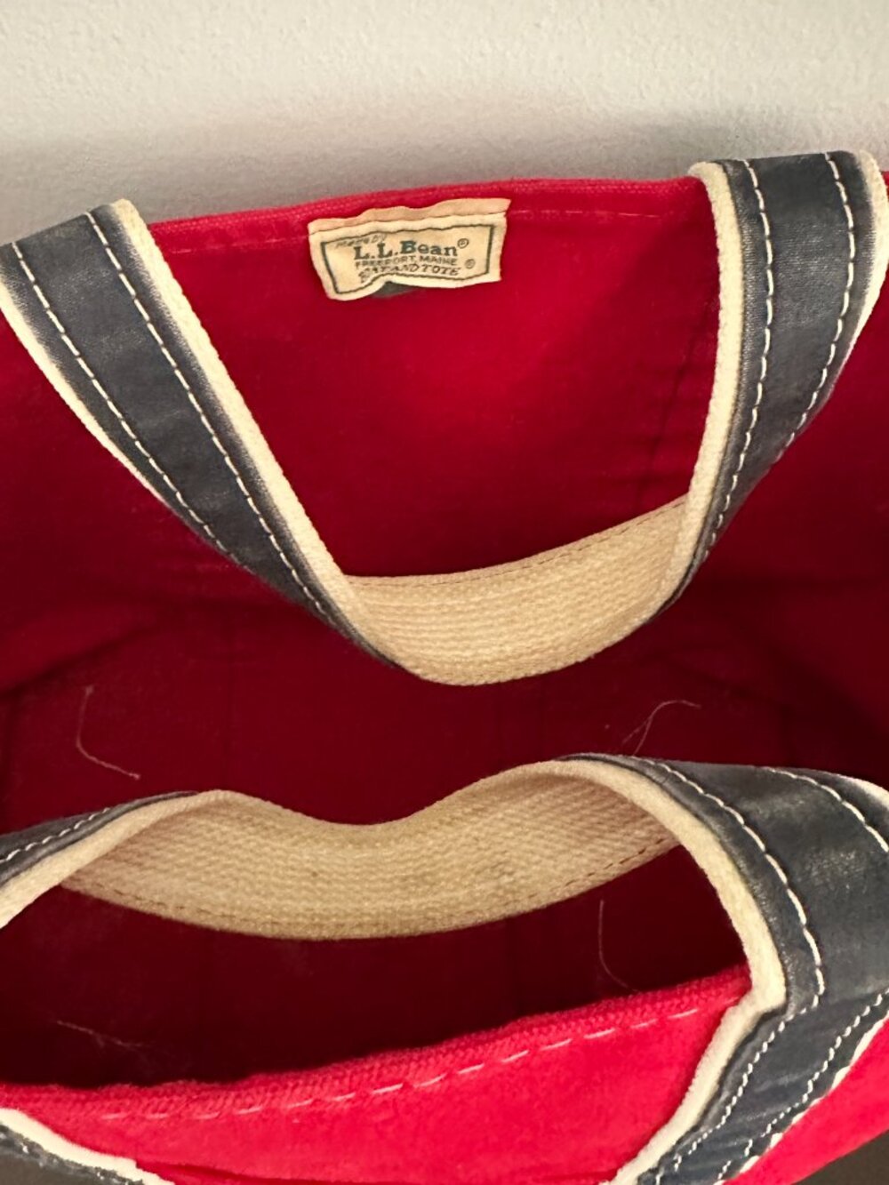 Rare Vintage 80s L.L. Bean Boat And Tote Red Blue Canvas Large Bag - Picture 6 of 16